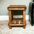 Woven Paths Pine Wood Farmhouse Living Room End Table with Storage