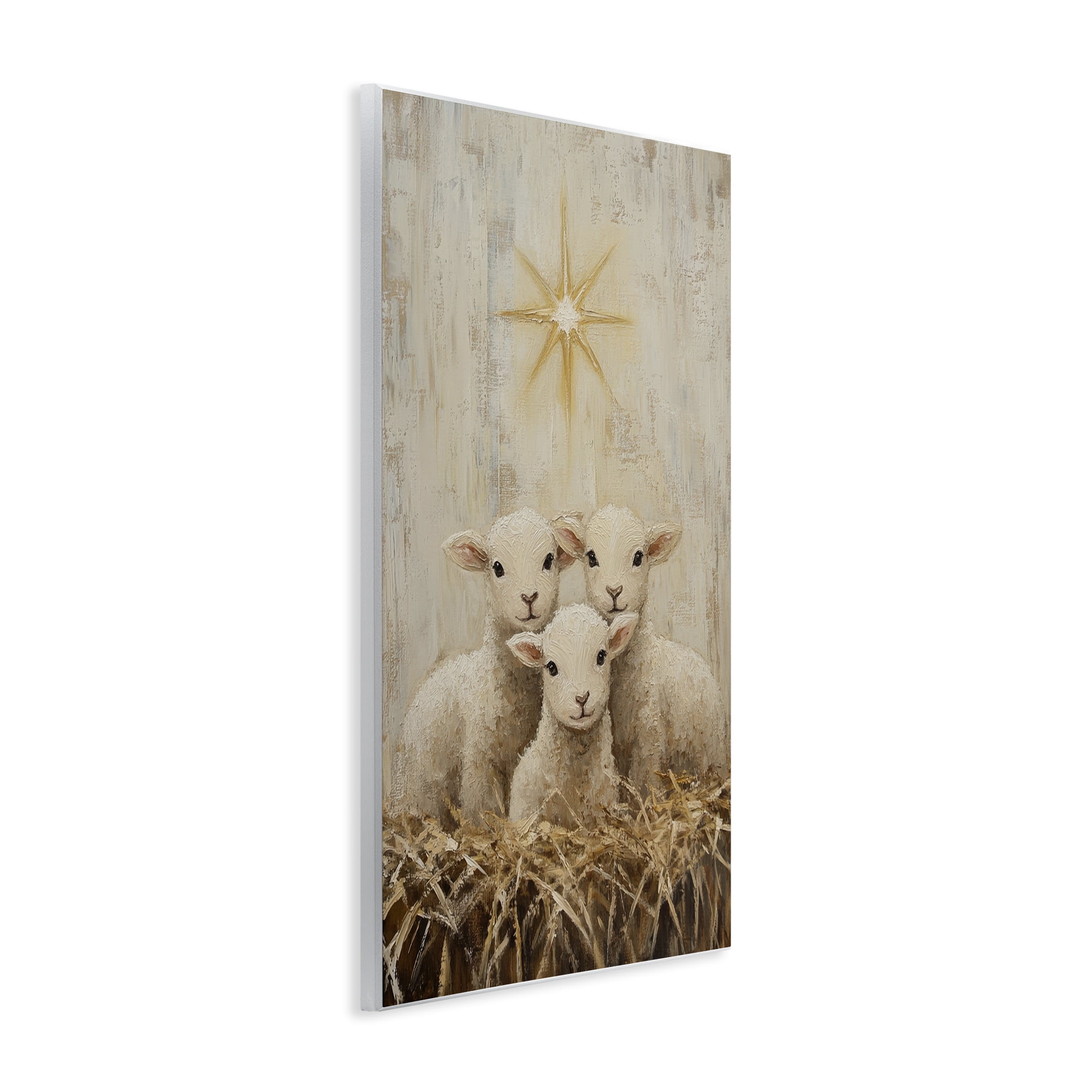 Christmas Lambs Trio Wall Plaque Art, design by Petal Prints Design