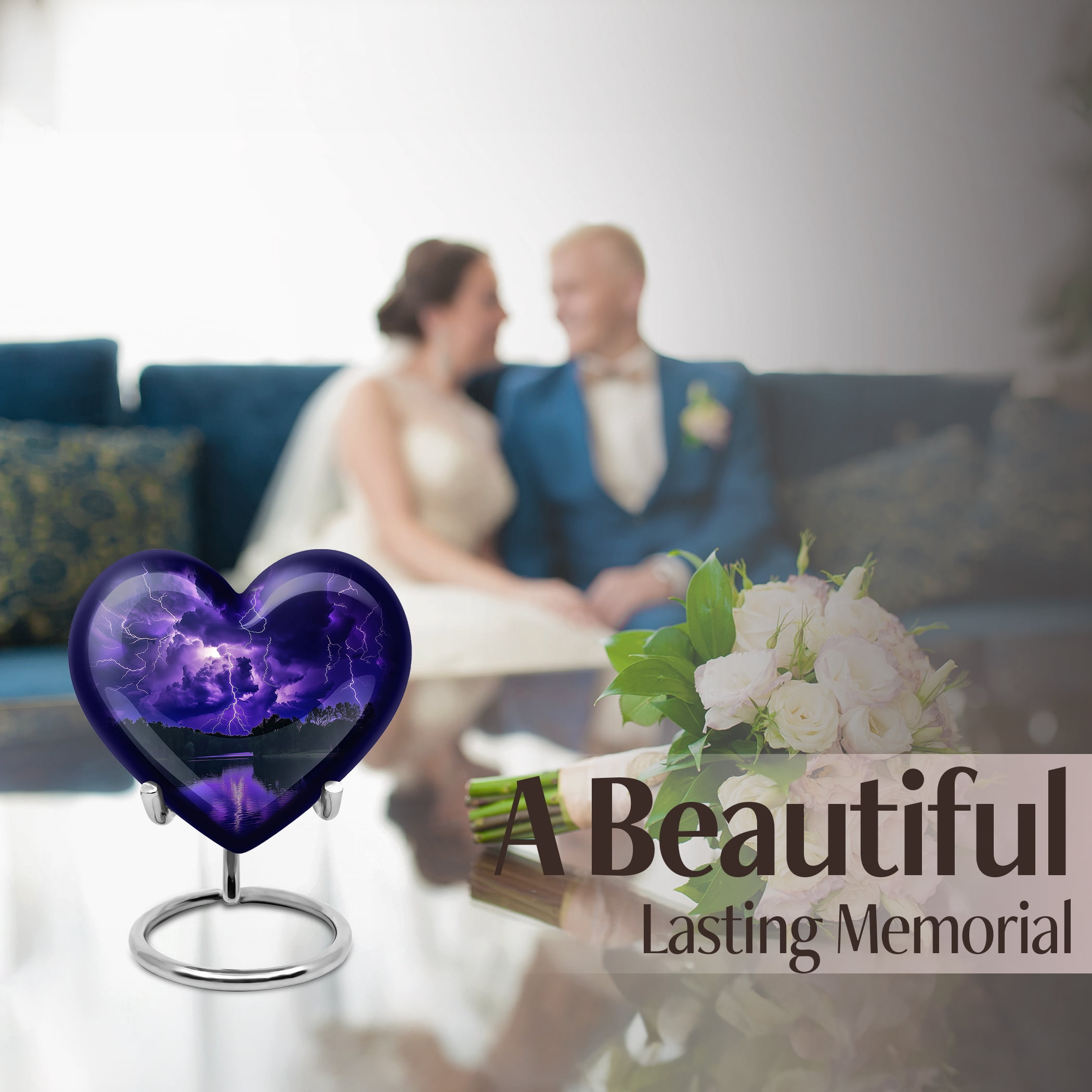 Purple Heart Urn For Human Ashes Adult Women - Purple Urns for Human Ashes Adult - Funeral Urns For Mom - Cremation Urn - 3inch, Small/Mini Size - Single 1Pcs