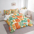 thumbnail image 2 of Homewish Vintage Daisy Floral 7-Piece Twin Bedding,Rustic Boho Geometric Bedding Comforter Set,Orange Green,Polkadot Reversible, 2 of 8