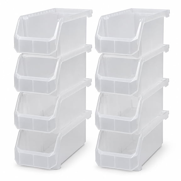 ReadySpace Medium Clear Plastic Stackable Storage Bins, 8 Pack