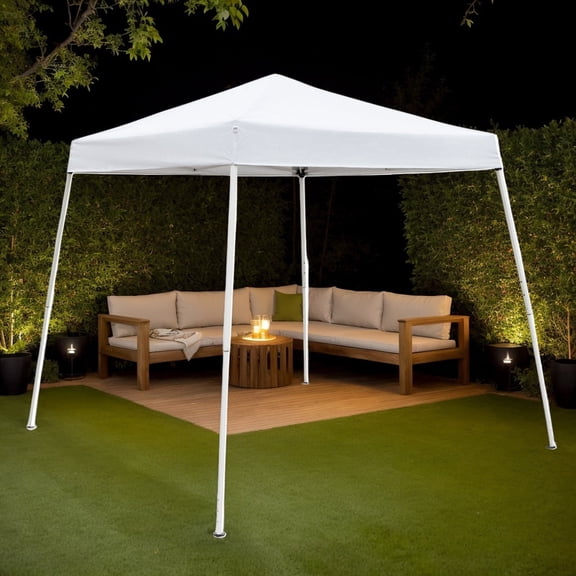 White 2.4x2.4m Folding Canopy Tent, Waterproof Outdoor Gazebo