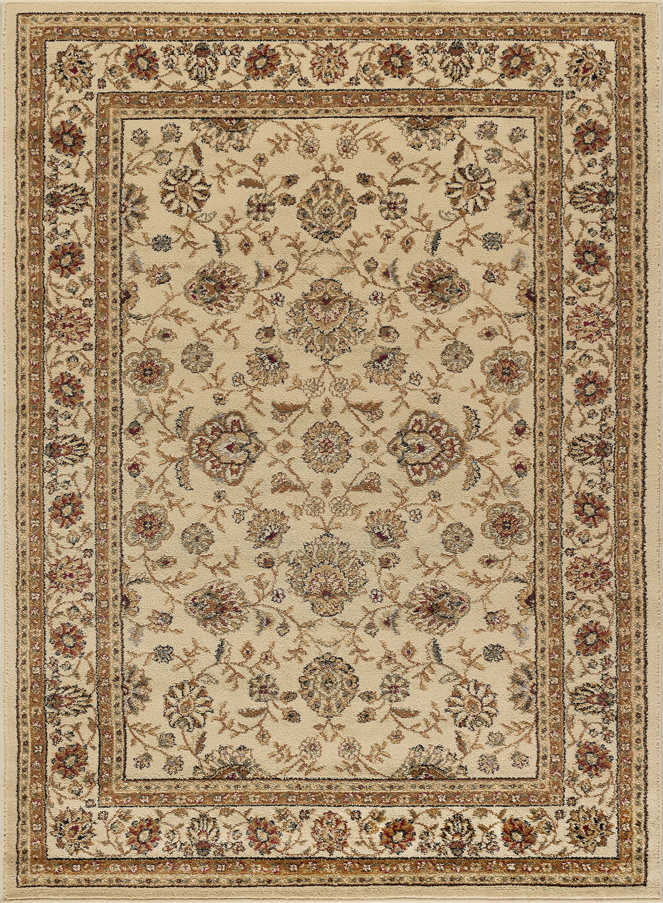Elegance Traditional 7.6' x 10' Beige and Red Polypropylene Indoor Area Rug