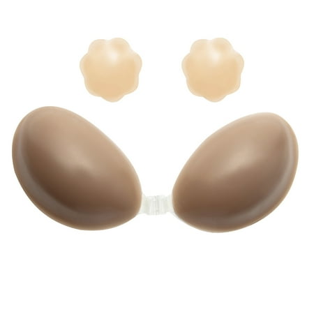Silicone Strapless Invisible Bra Gel Backless Self-adhesive Push Up Reusable Bra with Nipple Covers