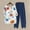 Navy, variant on Nrmvnmi Women's Summer 2 Piece Outfits Casual Floral Prints Short Sleeve Pajama Tops Wide Leg Pants Lounge Sets Tracksuits Mothers Day Gifts
