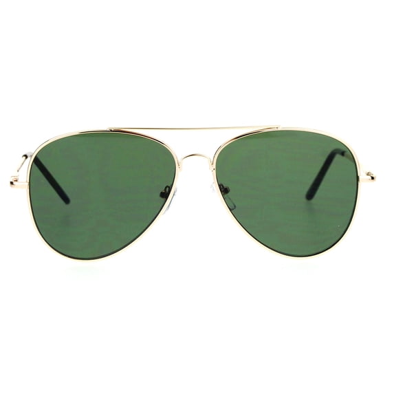 SA106 Mens Retro Ultra Flat Lens Metal Aviator Sunglasses Gold Green