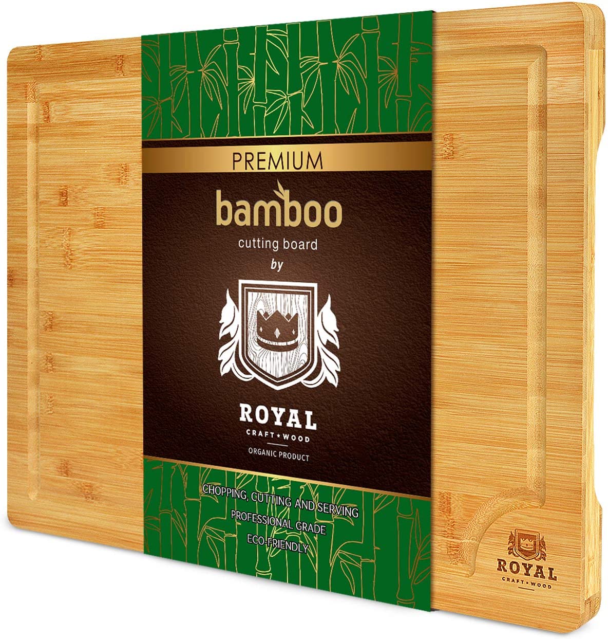 XXL Bamboo Cutting Board for Kitchen with Juice Groove XXL, 20 x 14 Wooden Chopping Board for Meat Fruit and Cheese Charcuterie Serving Tray, Vegetables