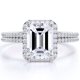 thumbnail image 1 of JeenMata Anillo de Bodas Nupcial con Moissanita de Talla Esmeralda de 2 Quilates y Halo Pavé de Diamantes Engastado en Oro Blanco de 10 K, 1 of 6