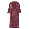 thumbnail image 4 of Hueook Womens Fall Jackets Women's Fashionable Mid To Long Five Quarter Sleeve Party Sequined Cardigan Jacket Wine S, 4 of 5