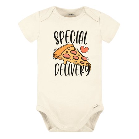 Special Delivery Cute Baby Bodysuit Pizza Tshirt Premium Custom Baby Clothes Unisex Baby Gift for Mom Newborn 3-6m Natural