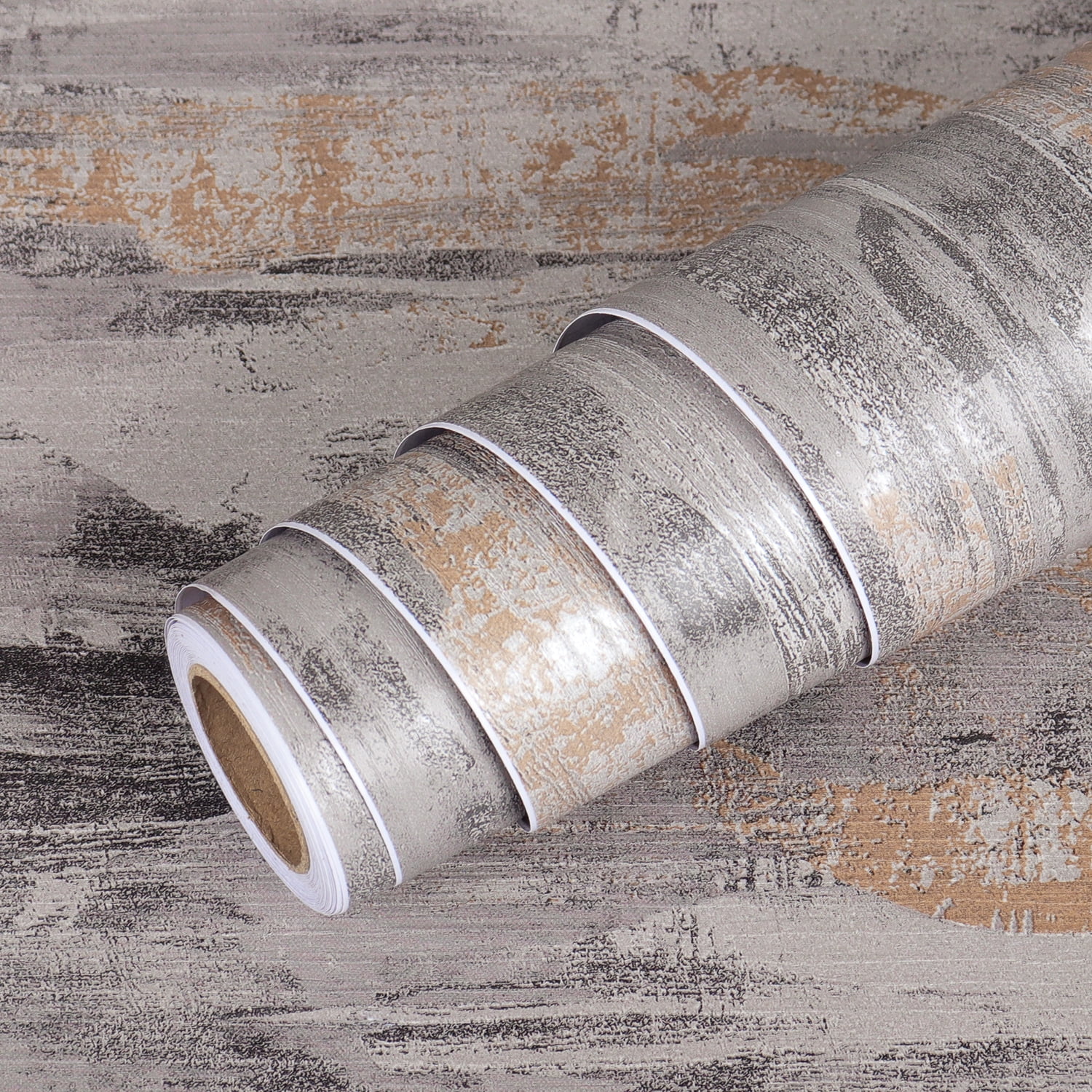 Livelynine 16X394 Inch Textured Concrete Wallpaper Peel and Stick for Walls Living Room Bedroom