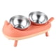 thumbnail image 1 of Comedero doble para mascotas de acero inoxidable, elevado para gatos y perros, inclinado 15 grados, para comida y agua, color naranja, 1 of 13