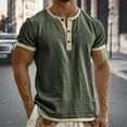 thumbnail image 2 of Mens Henley Shirts Short Sleeve Button Up V-Neck Basic Pullover T-Shirts Summer Lightweight Slim Fit Workout Tee Tops Dark Green 4XL, 2 of 5