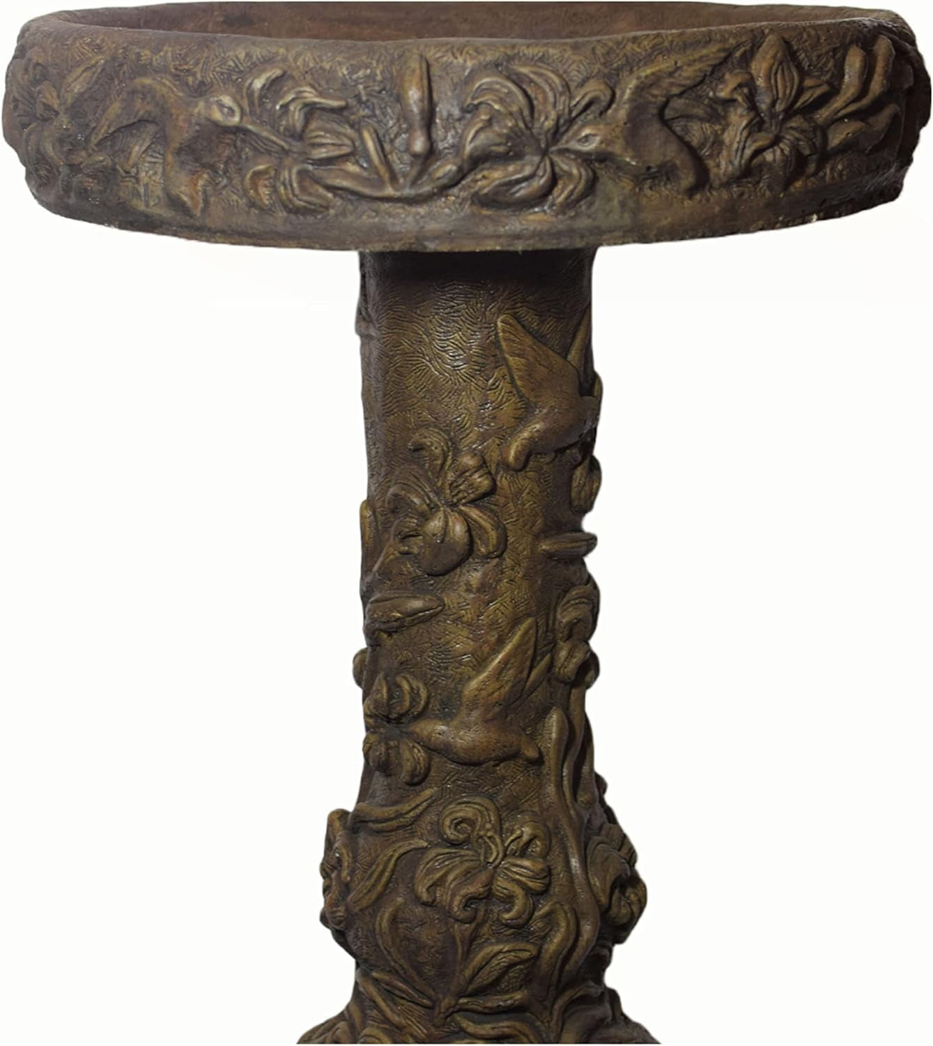 Solid Rock Stoneworks Hummingbird Birdbath - 27" h x 20" Diameter - Espresso
