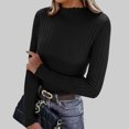 thumbnail image 2 of WXLWZYWL Ribbed Knit Turtleneck Tops for Women Long Sleeve Sweaters Stretcht Slim Fitted Going out Tops, 2 of 6