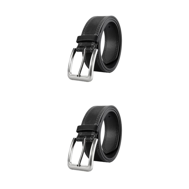 Qarigey Cinturón de hombre trenzado elástico de PU con artesanía exquisita y sin hilo suelto Cinturón de PU informal sin rebabas Negro 110cm 2Conjunto