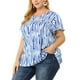 thumbnail image 1 of Women's Plus Size Blouses Ruffle Sleeve Loose Stripe Tops Blue 2X, 1 of 7