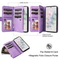thumbnail image 4 of YEYKX for Samsung Galaxy A24(5G) Wallet Phone Case with 9 Card Holder Zipper Pocket, Magnetic Closure Premium Folio PU Leather Flip Case with Wrist Strap for Samsung Galaxy A24(5G),Purple, 4 of 8