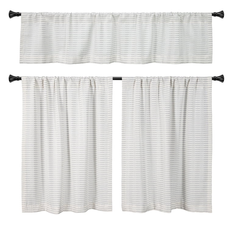 Better Homes & Gardens Ladder Stripe Kitchen Curtain Set, Gray photo 1