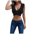 thumbnail image 2 of Viikei Tank Top for Women Sleeveless Tops Plus Size Fashion Casual Solid Color Bottom Strap V-Neck Navel Revealing Vest, 2 of 4