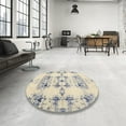 thumbnail image 4 of Ahgly Company Machine Washable Indoor Round Contemporary Dark Goldray Area Rugs, 3' Round, 4 of 7