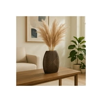 Decorative Ceramic Vase for Home Decor - Sculptural Form for Bedroom, Table, Living Room Decor, or Office Accent - Minimalist Flower Vase Look for Modern House Interiors - 12" Bronze & Copper