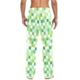 thumbnail image 4 of Green and White Geometric Lattice Men's Pajama Pants Cotton Long Sleepwear Lounge Pants S, 4 of 7