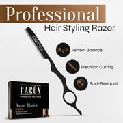 Facón Professional Hair Styling Thinning Texturizing Cutting Feather Razor + 10 Replacement Blades