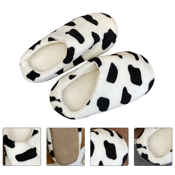 UPOUART 1 Pair of Cute Black and White Cartoon Indoor Slippers for Comfortable Home Shoes