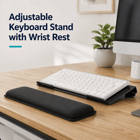 VALUNE 2-Level Height Adjustment Computer Keyboard Stand for Desktop, Non-Slip Keyboard Wrist Rest Riser Pad for Office, Gaming, and Home Desks