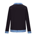 thumbnail image 4 of Sweatshirt for Women Neck Long Sleeve Casual Loose Fit Pullover Denim Contrast Raglan Sleeve Waffle Knit Soft Breathable Autumn Tops, 4 of 5