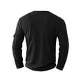 thumbnail image 3 of Deals YLSDY Men's Linen Long Sleeve Henley Shirts V Neck Button Solid Color Shirt Spring and Summer T-Shirt with Pocket Black XL, 3 of 6