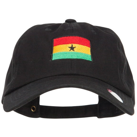 Ghana Flag Embroidered Unstructured Cap - Black OSFM