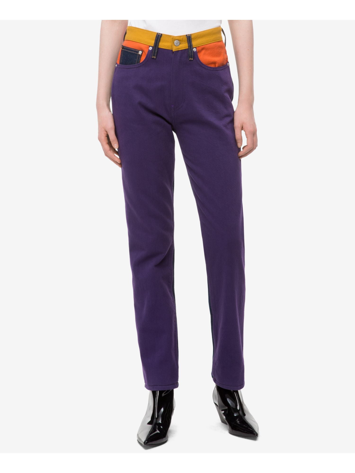 purple straight leg jeans