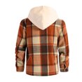 thumbnail image 3 of Fabrcox Men's Hooded Plaid Shacket Long Sleeve Button Down Checkered Shirt Jacket with Chest Pockets Lightweight Casual Fall Outerwear Beige XXL, 3 of 7