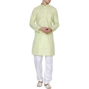 Royal Kurta Mens Cotton Linen Kurta Pyjama 42, Parrot Green
