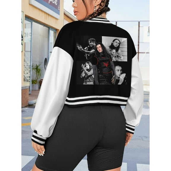 Women's Ronnie Radke Baseball Jacket Hoodie Large Size Vintage Rock Metal Falling In Reverse