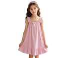 thumbnail image 2 of LPKRT Girls Loungewear Dress Sleeveless Elastic Straps Sundress Solid Color Soft Stretch Comfy Summer Outfits Pink 4-5 Years, 2 of 5