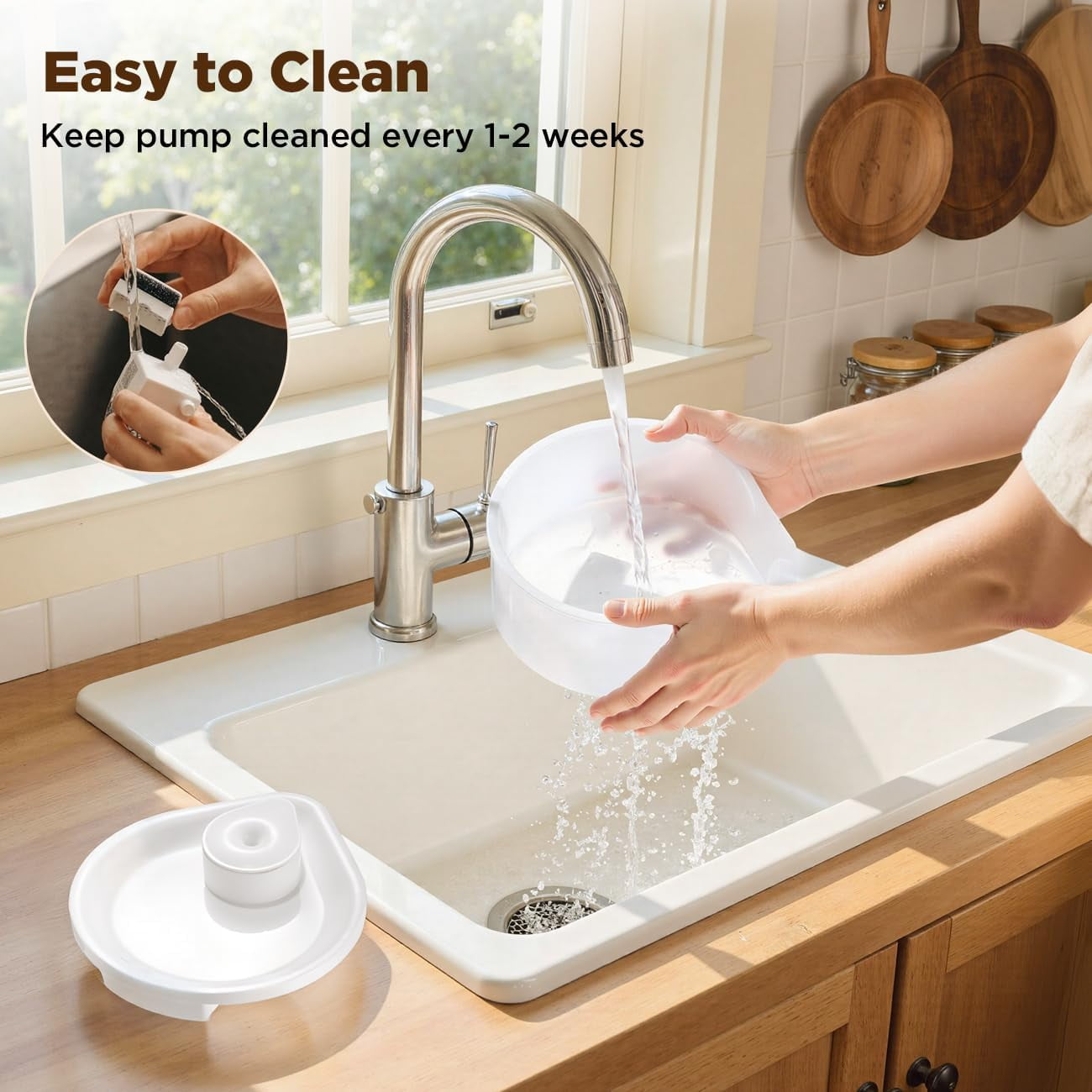 Cat Water Fountain, 2.5L Quiet and Easy to Clean, Drop Design with LED Light, Water Fountain for Indoor Cats & Dogs, Small Pets, with 3 Pack Filters, White