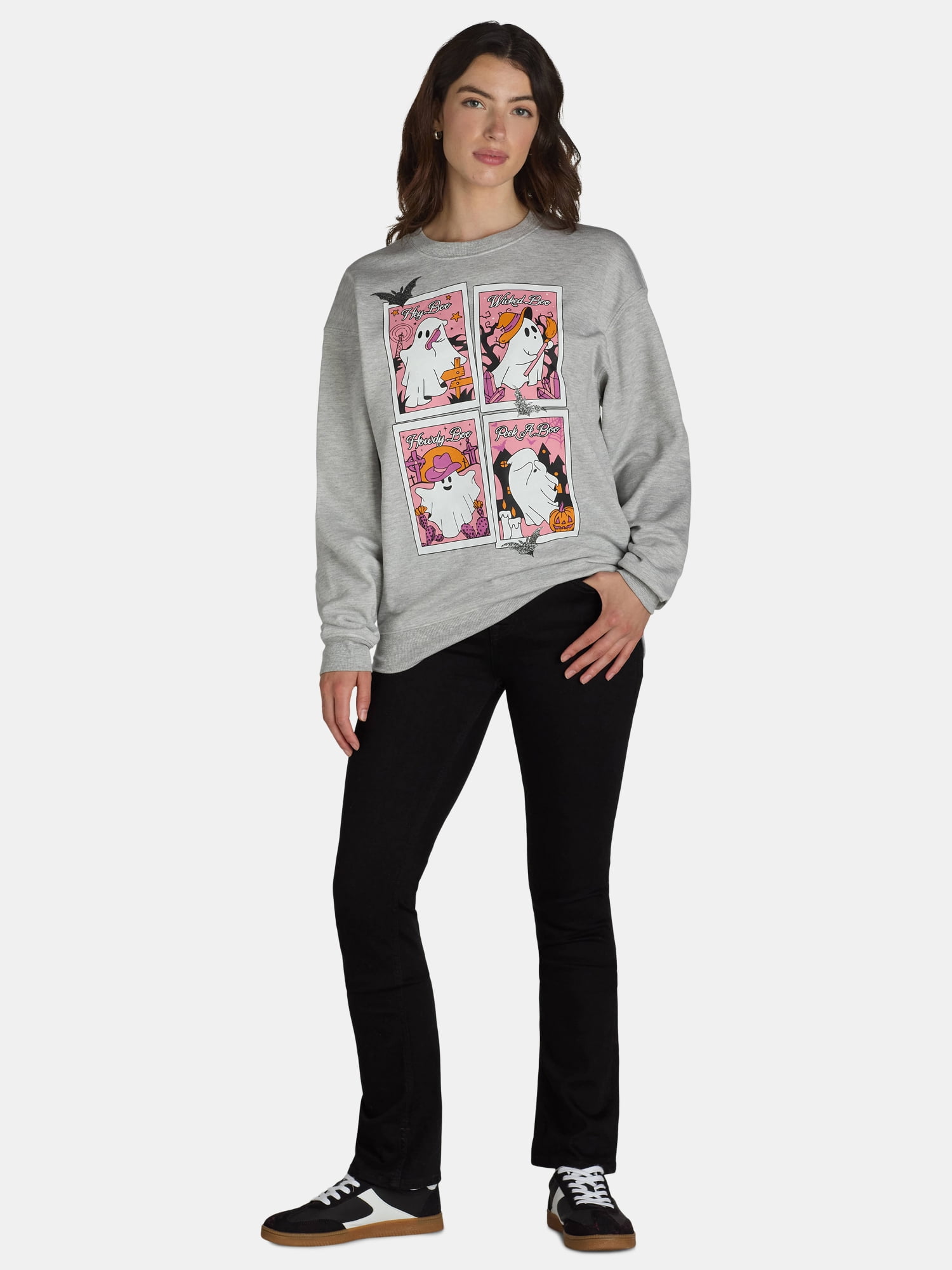 Halloween Women’s Multi Boo Graphic Sweatshirt, Sizes XXS-XXL