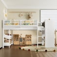 thumbnail image 3 of Harper & Bright Designs Full Size Loft Bed with Bookcases and Desk, Solid Wood Low Loft Bed Frame with Drawers and Blackboard for Boys and Girls, White, 3 of 10