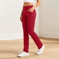 thumbnail image 6 of Straight Leg Leggings High Waisted Yoga Pants Casual Lounge Tummy Control Soft Workout Pants Solid Color Stretch Dress Pants with Pockets, 6 of 9
