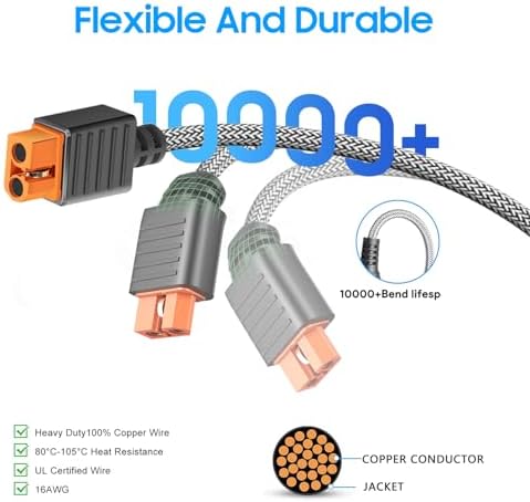 16FT Solar to XT60i Charging Extension Cable: For RC Battery Drones, Solar Generator (EcoFlow River Delta Plus Pro Max, Anker SOLIX 767) - Garden & Patio