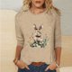 thumbnail image 1 of Xuyuer Ladies' Easter Print Round Neck Three Quarter Sleeve 3/4 Sleeve T-shirt Loose Tops Casual Loose Fit Crewneck T Shirts Tunic Tops, 1 of 5