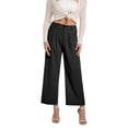 thumbnail image 1 of Timegard Wide Leg Pants for Women Ruched High Waist Button Solid Color Casual Work Loose Trousers, 1 of 4