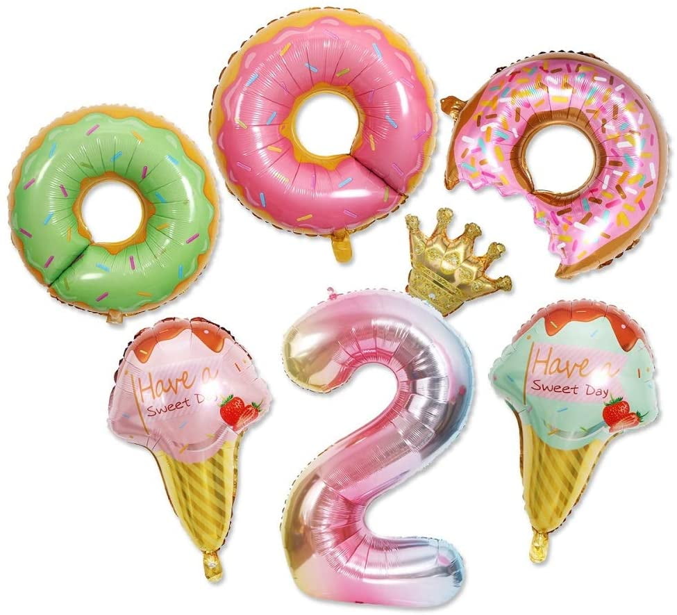 Candy Theme Donut Balloons Decorations Theme Party Supplies Flag Birthday Party Ice Cream Doughnut Balloons Donuts polka dot balloons ice cream balloons for Kids Birthday Baby Shower Decorations