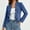 Dark Blue, variant on Wovilon Women's Long Sleeve Ruffle Trim Denim Jacket with Open Front, Casual Vintage Style Lightweight Layer for Spring Fall and Daily Wear