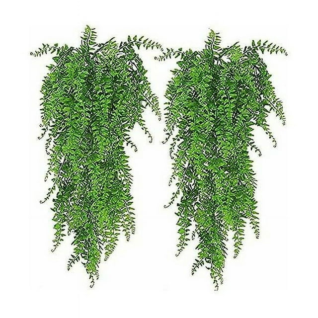 2 piezas de plantas artificiales de helecho de Boston, pared de plantas artificiales que caen falsas, decoración de boda para el hogar y al aire libre, decoración de otoño