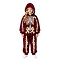 thumbnail image 3 of CAIVO Girls Halloween Outfit Sets Skeleton Printed Hooded Long Sleeve Sweatshirt Pants Two Piece Casual Fall Tween Pullover Tracksuit Kid Party Matching Clothing Set, 3 of 5