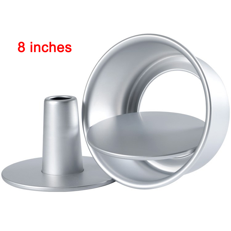6/8 Inch Aluminum Alloy Round Hollow Chiffon Cake Mold Food Cake Pans